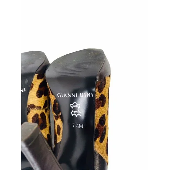 Gianni Bini Leopard Platform Heels Real Calf Hair & Leather 7.5M excellent! - Picture 10 of 10